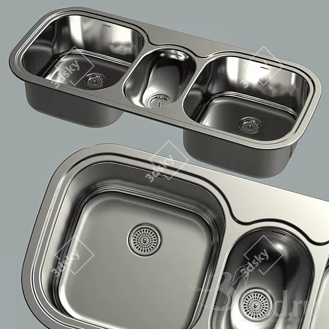 Stainless Steel Kitchen Sink 3D model image 1