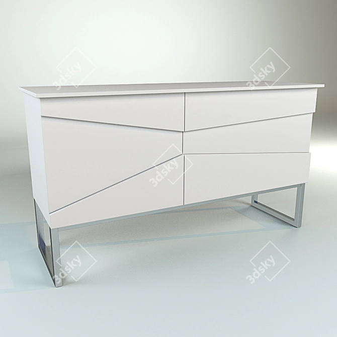 White Secret TV Cupboard 3D model image 1