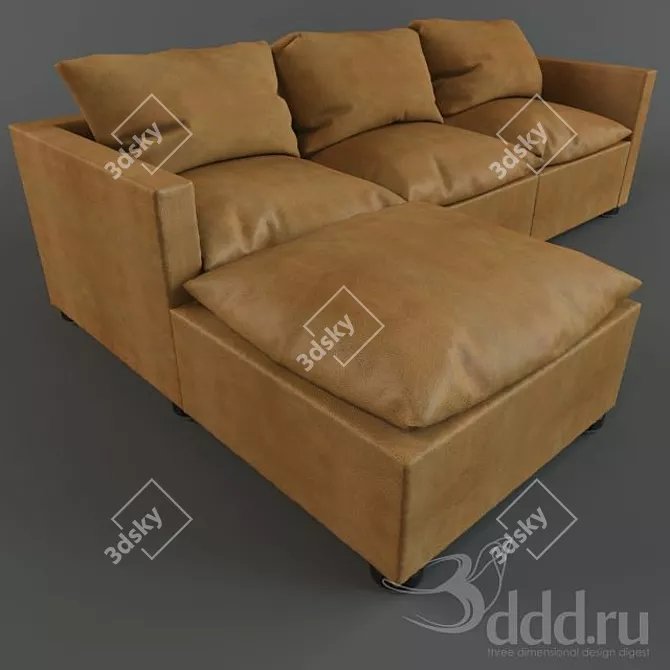 Delillah Leather Sofa 3D model image 1