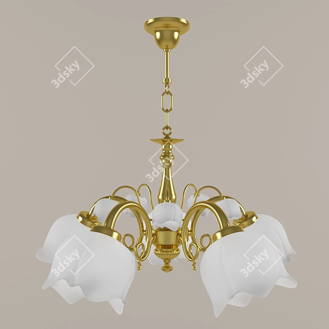 Possoni Gold Matte Glass Chandelier 3D model image 1