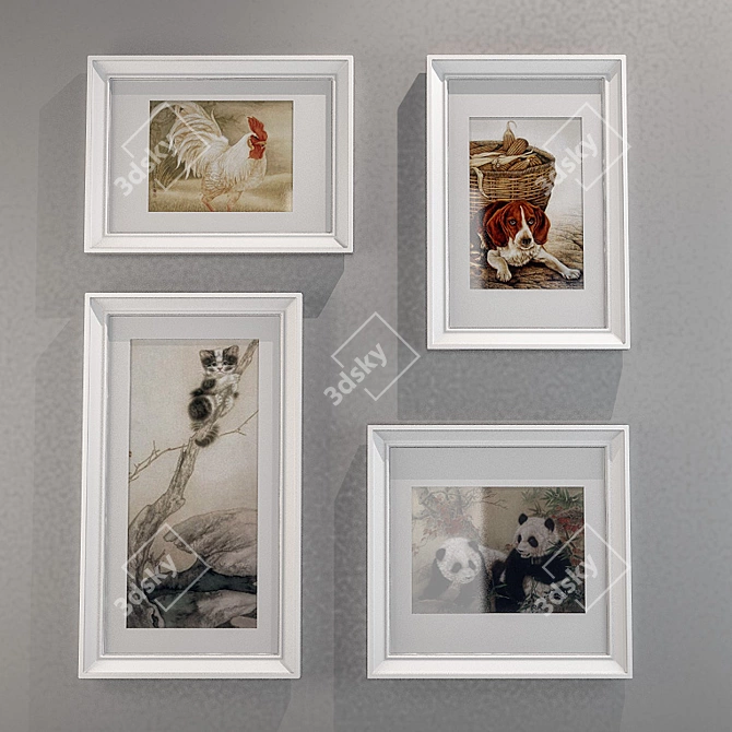 White Photo Frames 3D model image 1