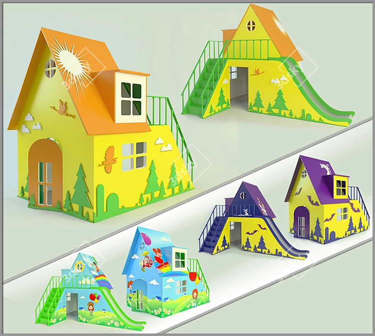 Kids' Playhouse with Slide 3D model image 1