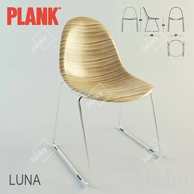 Sleek Stackable Chair: Plank Luna 3D model image 1