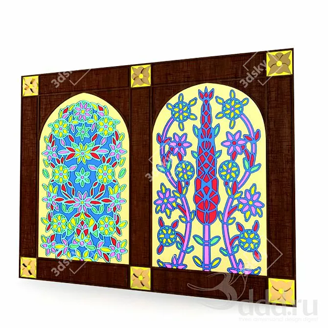 Vibrant Stained Glass Window 3D model image 1