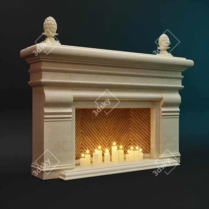 Italian Sandstone Fireplace 3D model image 1