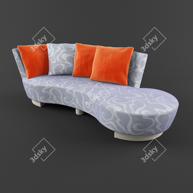 Elegant Crescent Couture Sofa 3D model image 1