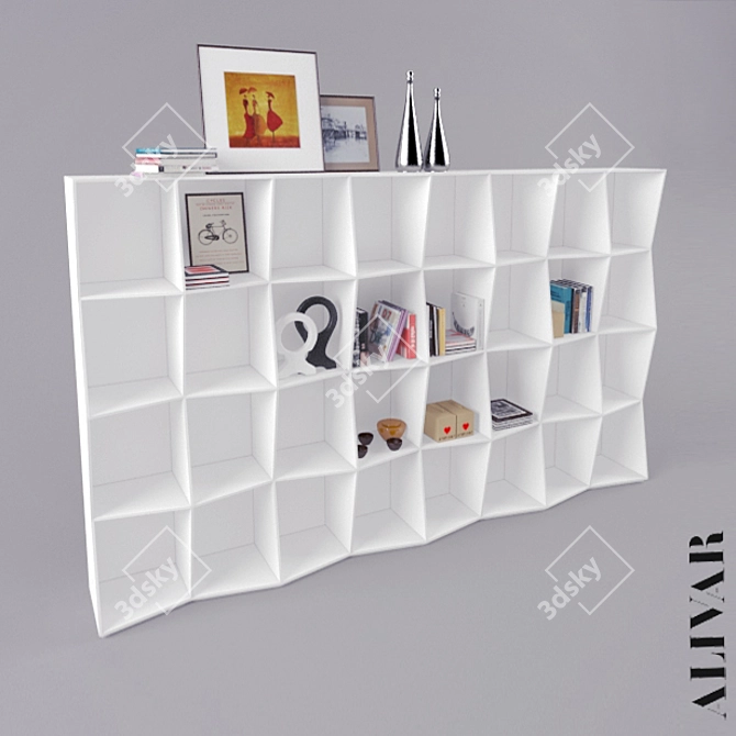 Wavy Book Rack 3D model image 1