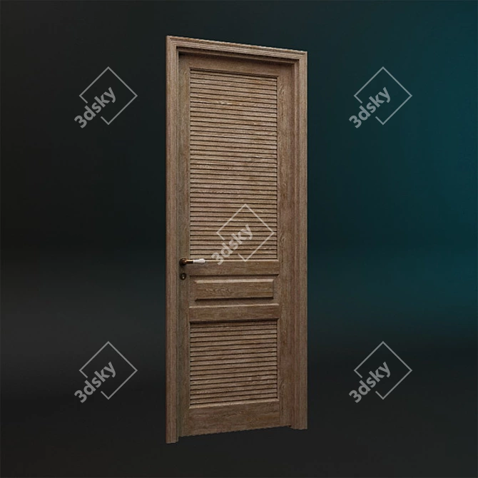 Vintage Door with Lamellas 3D model image 1