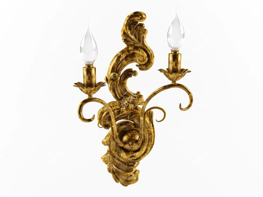 Vintage Gold Wall Lamp 3D model image 1