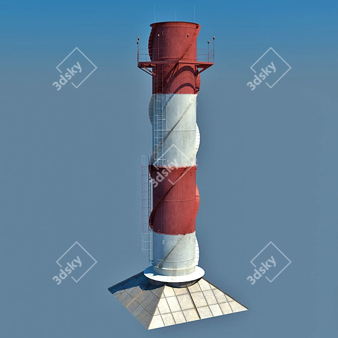 Realistic Chimney for Power Plants 3D model image 1