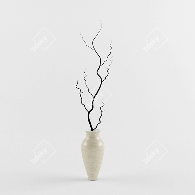 Textured Branch in Vase 3D model image 1