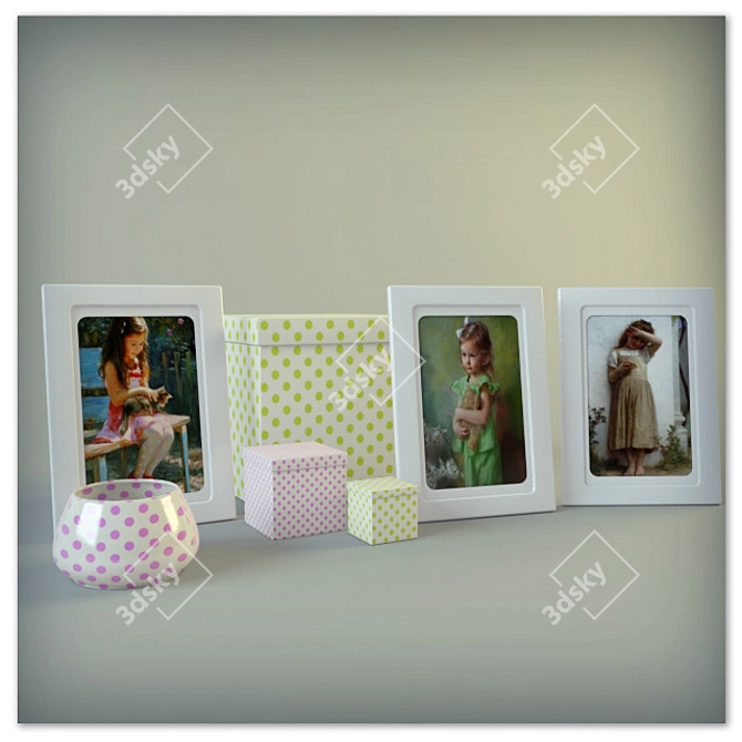 Tiny Tots Trio: Baby Photo Frames 3D model image 1