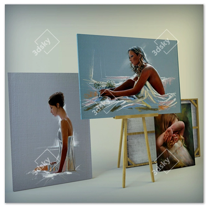 Canvas Painting on Stretcher Frame 3D model image 1