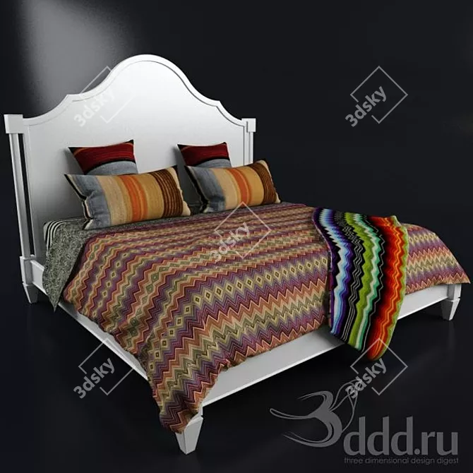 Classic Missoni Texture Kings Bed 3D model image 1