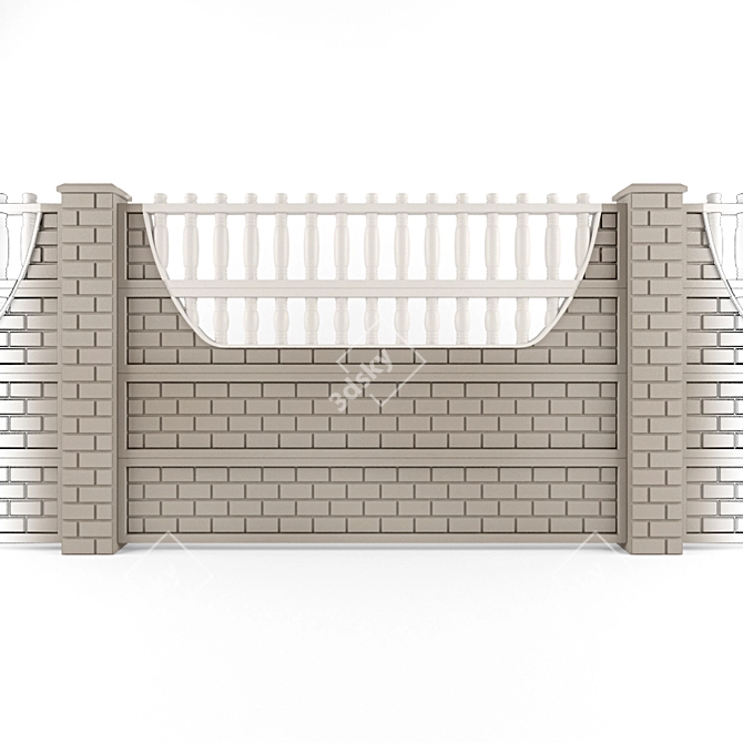 Concrete Fence: Sturdy and Secure 3D model image 1