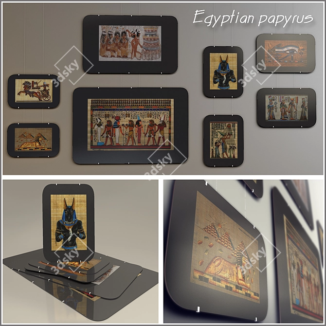 Authentic Egyptian Papyri: Unveiling History 3D model image 1