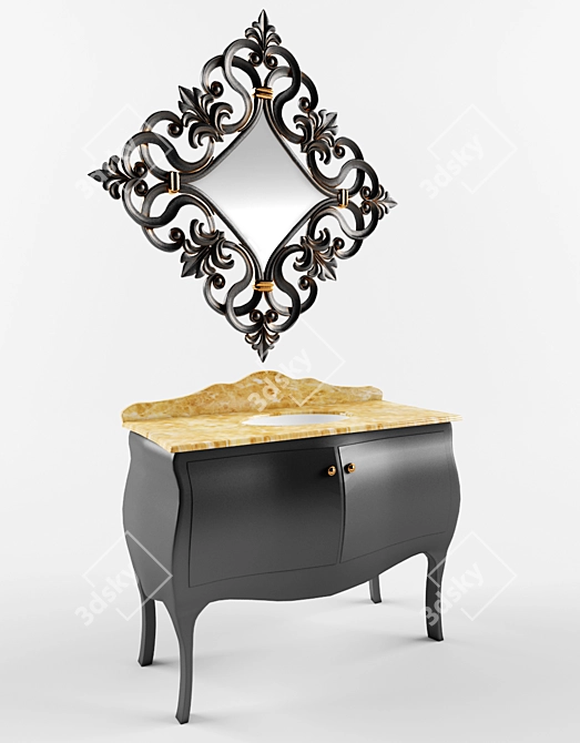 Italian GAIA Vanity Mirror and Cabinet 3D model image 1