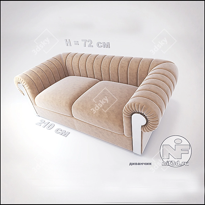 Transformable Velvet Sofa 3D model image 1