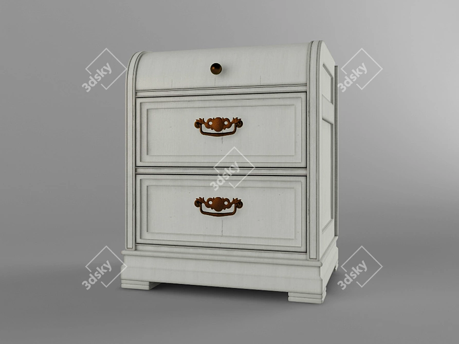 Retro Chic Bedside Table 3D model image 1