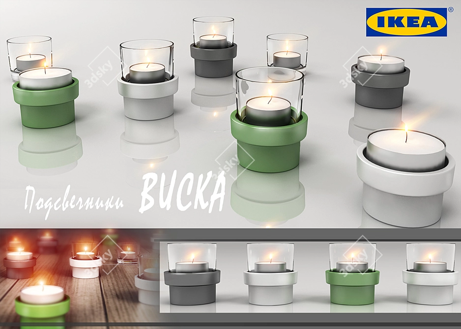 Colorful Candle Holders Set 3D model image 1