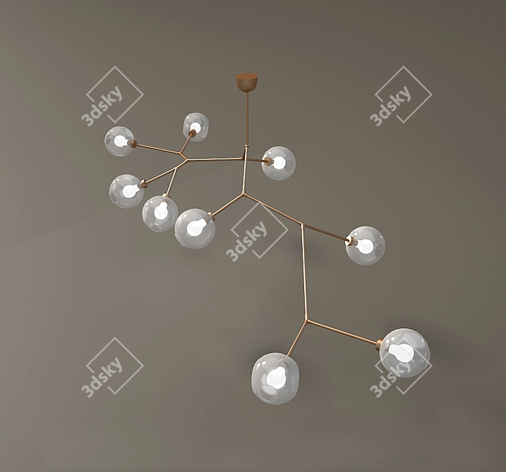 9-Globe Branching Chandelier 3D model image 1