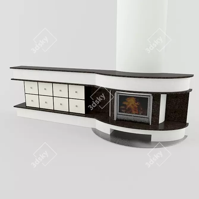 Cozy Flames: Fireplace with Stand 3D model image 1