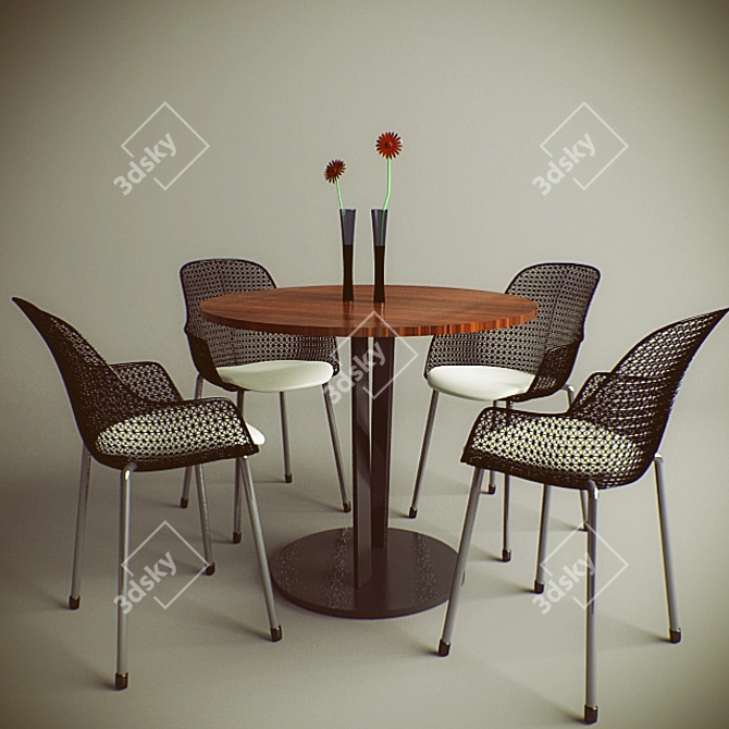 Italian Made Table and Chairs 3D model image 1