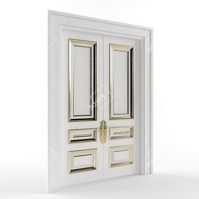 Elegant Golden Oak Door 3D model image 1