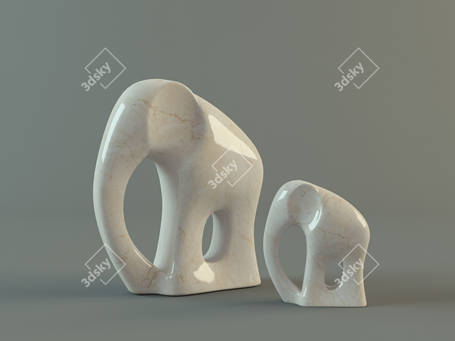 Elegant Elephant Statue 3D model image 1