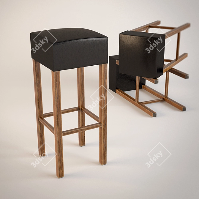 Classic Bar Stool with Texture 3D model image 1