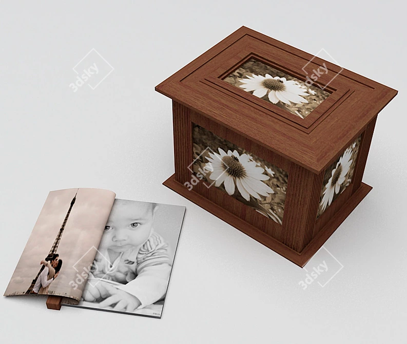 Wooden Photo Keepsake Box 3D model image 1