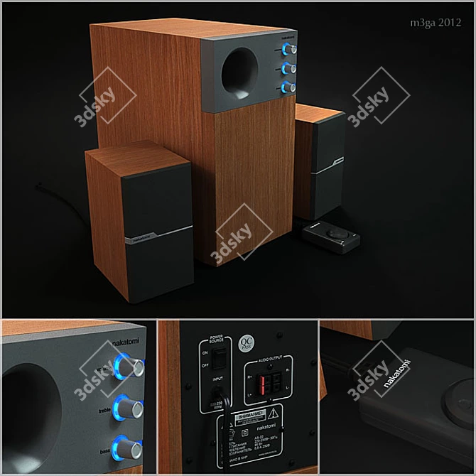 Nakatomi AS-22 2.1 Speaker: Stunning Sound, Convenient Setup 3D model image 1