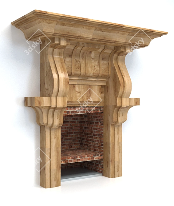 Wooden Fireplace Surround 3D model image 1