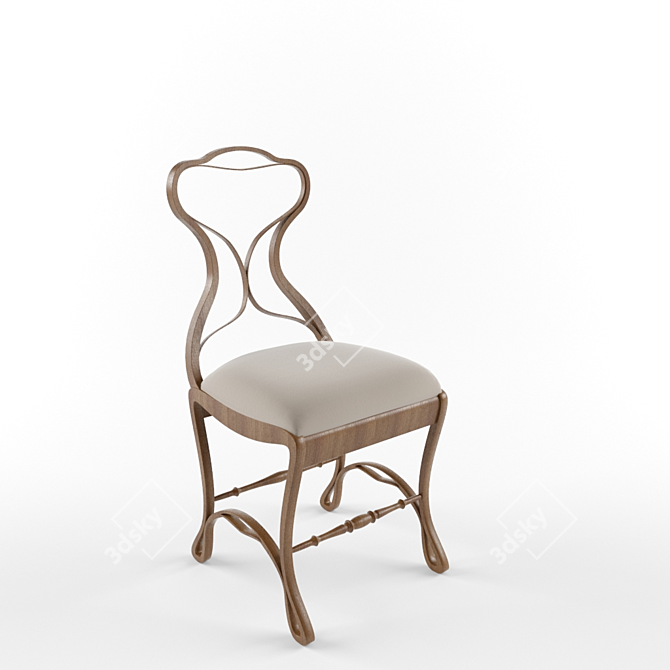 Classic Bentwood Chair with Soft Seat 3D model image 1