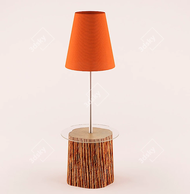 Rustic Log Floor Lamp 3D model image 1