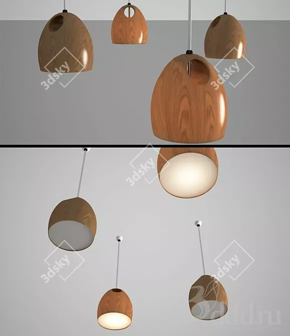 Rustic Oak Lamp 3D model image 1