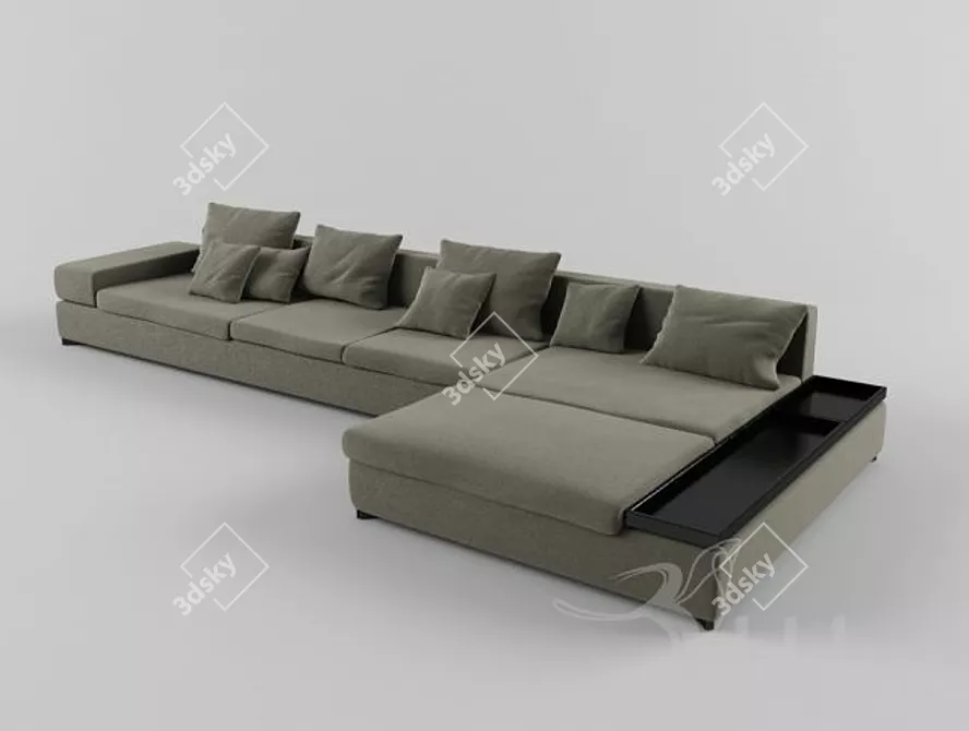 Spacious Comfort: Modern Sectional Sofa 3D model image 1