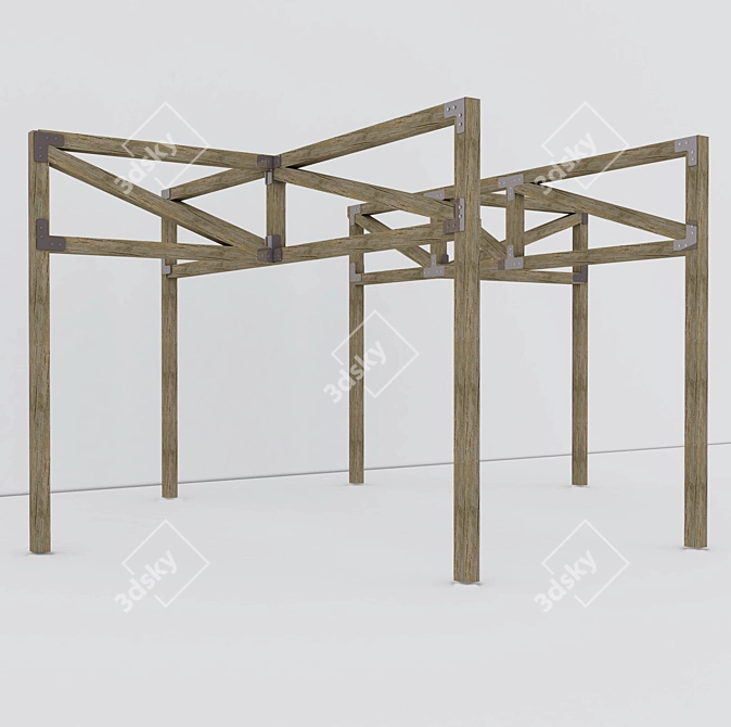 Title: Antique Wood Decorative Roof Truss 3D model image 1