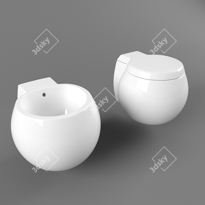 Modern Planet Hanging Toilet 3D model image 1