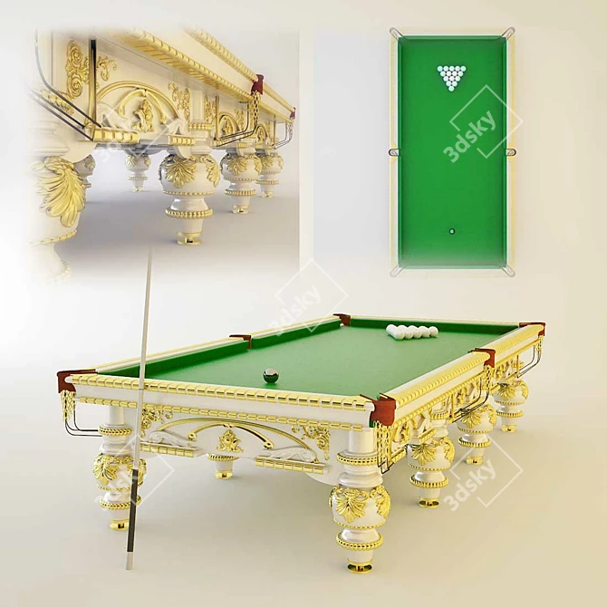 Classic Style Pool Table 3D model image 1