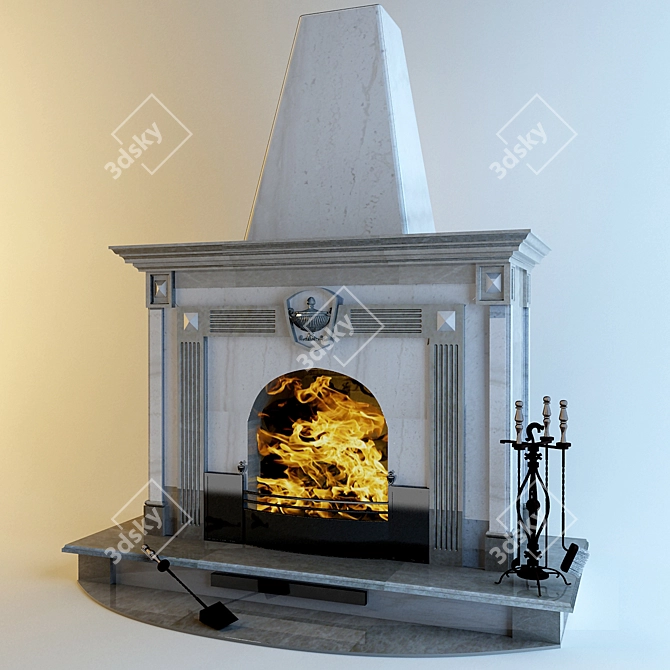 Title: Custom Marble Fireplace 3D model image 1