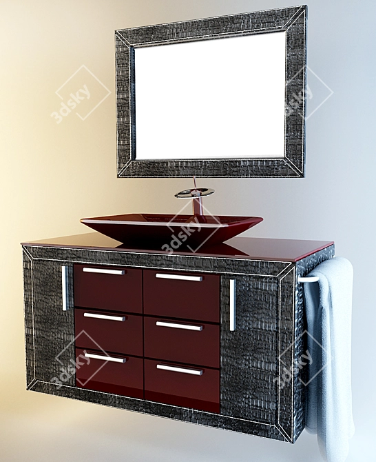 Luxury Leather Washbasin 3D model image 1