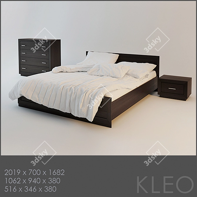 Elegant Cleo Bedroom Set 3D model image 1