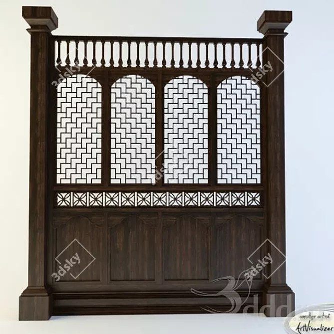 Javanese Heritage Wall Panel 3D model image 1