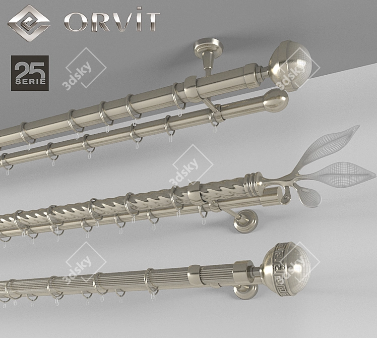 Orvit Metal Curtain Rods 3D model image 1