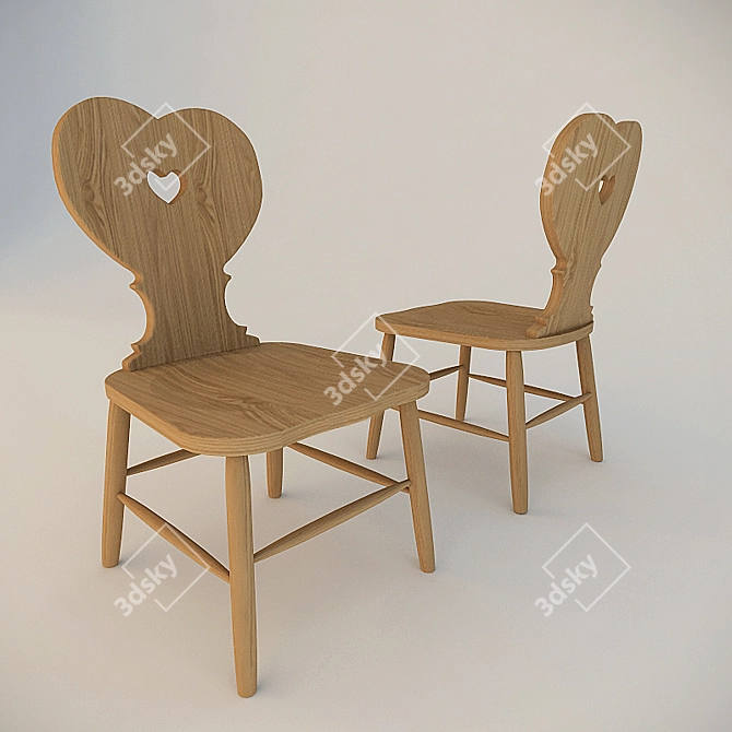 Heartwood Wooden Chair 3D model image 1