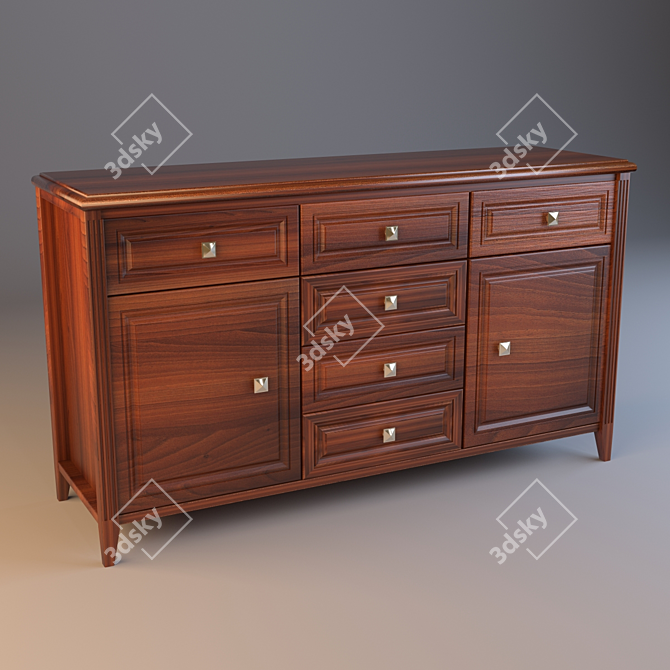 Modern Six-Drawer Dresser 3D model image 1