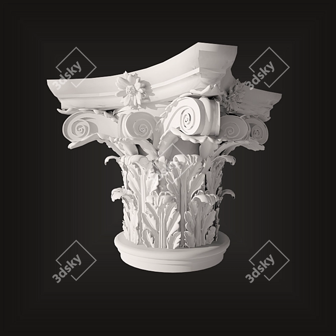 Elegant Corinthian Capital 3D model image 1