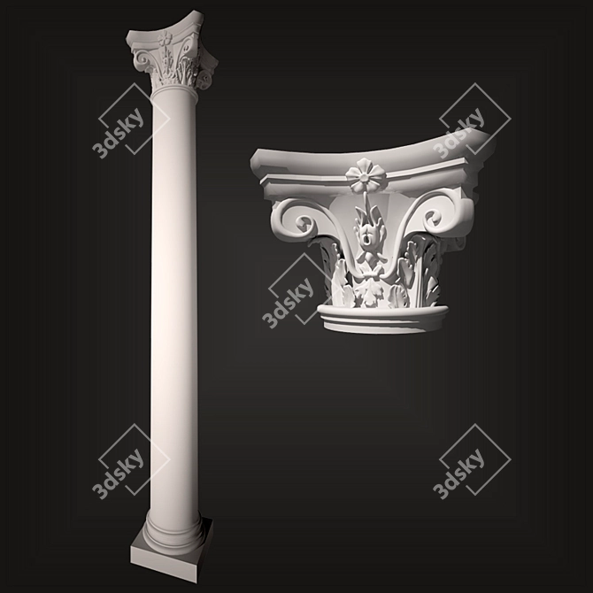 Elegant Marble Column 3D model image 1