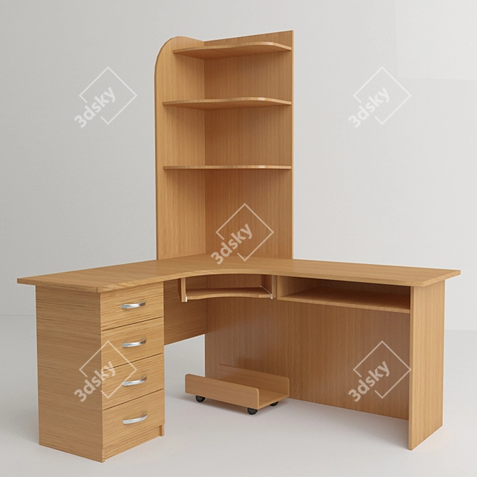 Sleek Modern Computer Desk 3D model image 1